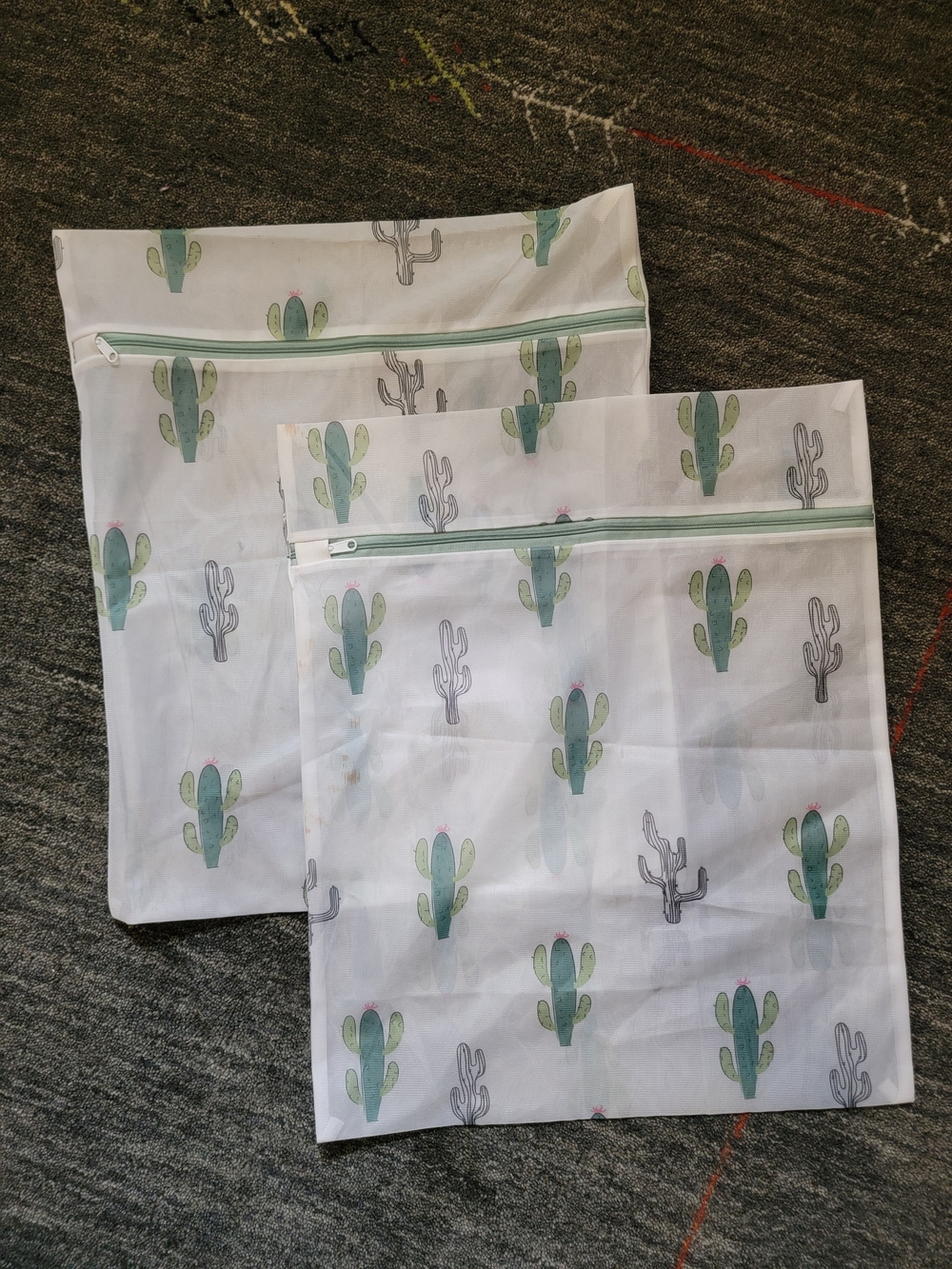 Cactus Print Double Laundry Bag Set | White & Green Cactus